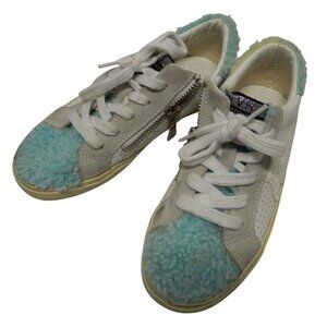 Vintage Havana Girls Size 3 Sneakers Blue White Fuzzy Glitter Star Side Zipper